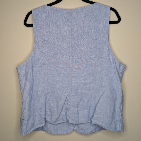 J Crew Scoopneck Linen Blend Vest Top French Blue Women's Size 18 Plus - Picture 2 of 9